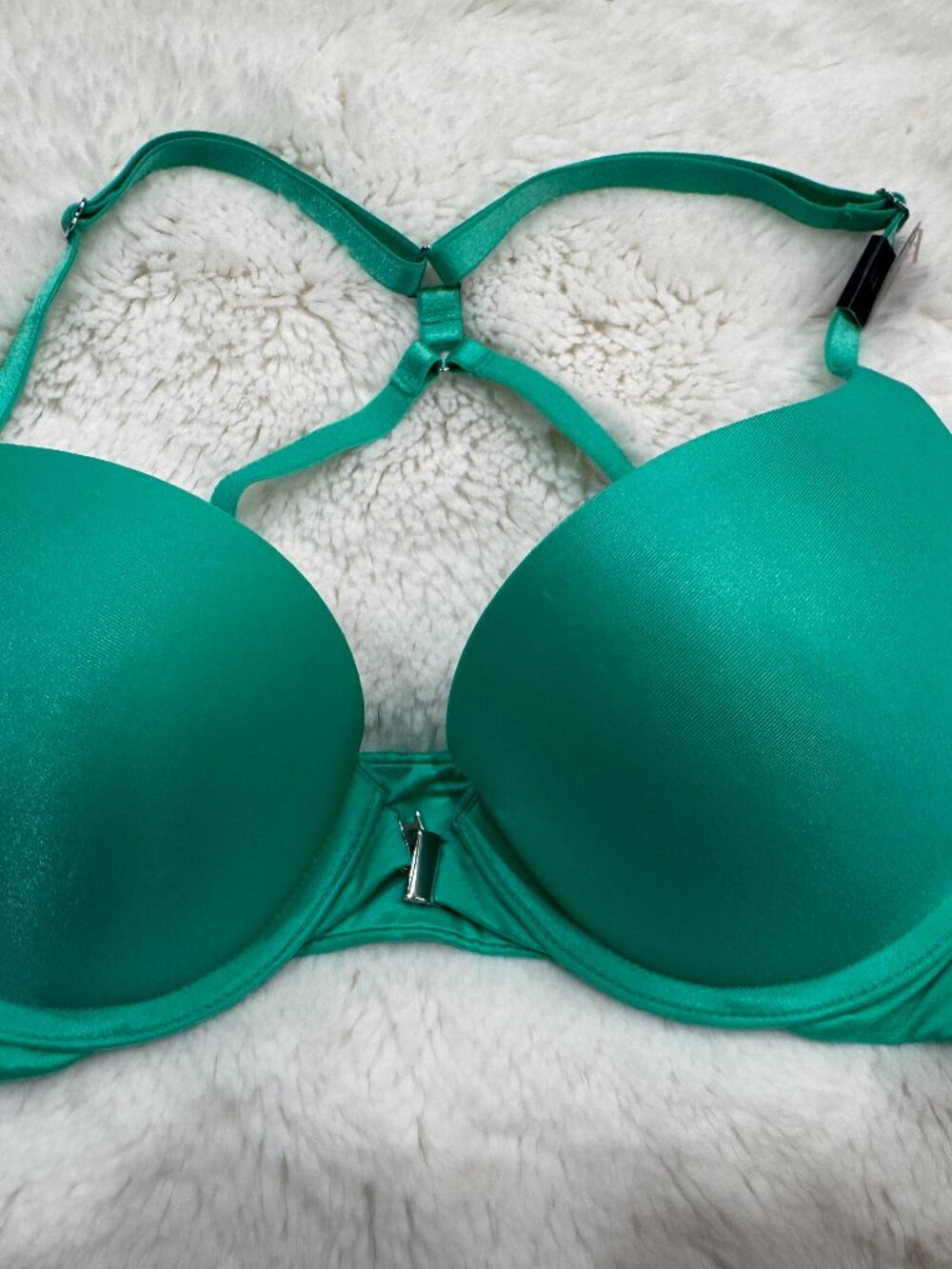 Bombshell Add-2-Cups Push-Up Bra 34A Green Emerald Smooth Front Close Racerback